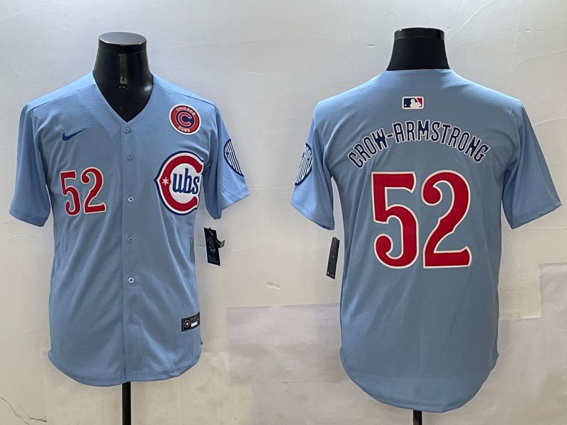 Men Chicago Cubs #52 Grow-Armstrong Light Blue Throwback Fashion 2025 Nike MLB Jersey style 7